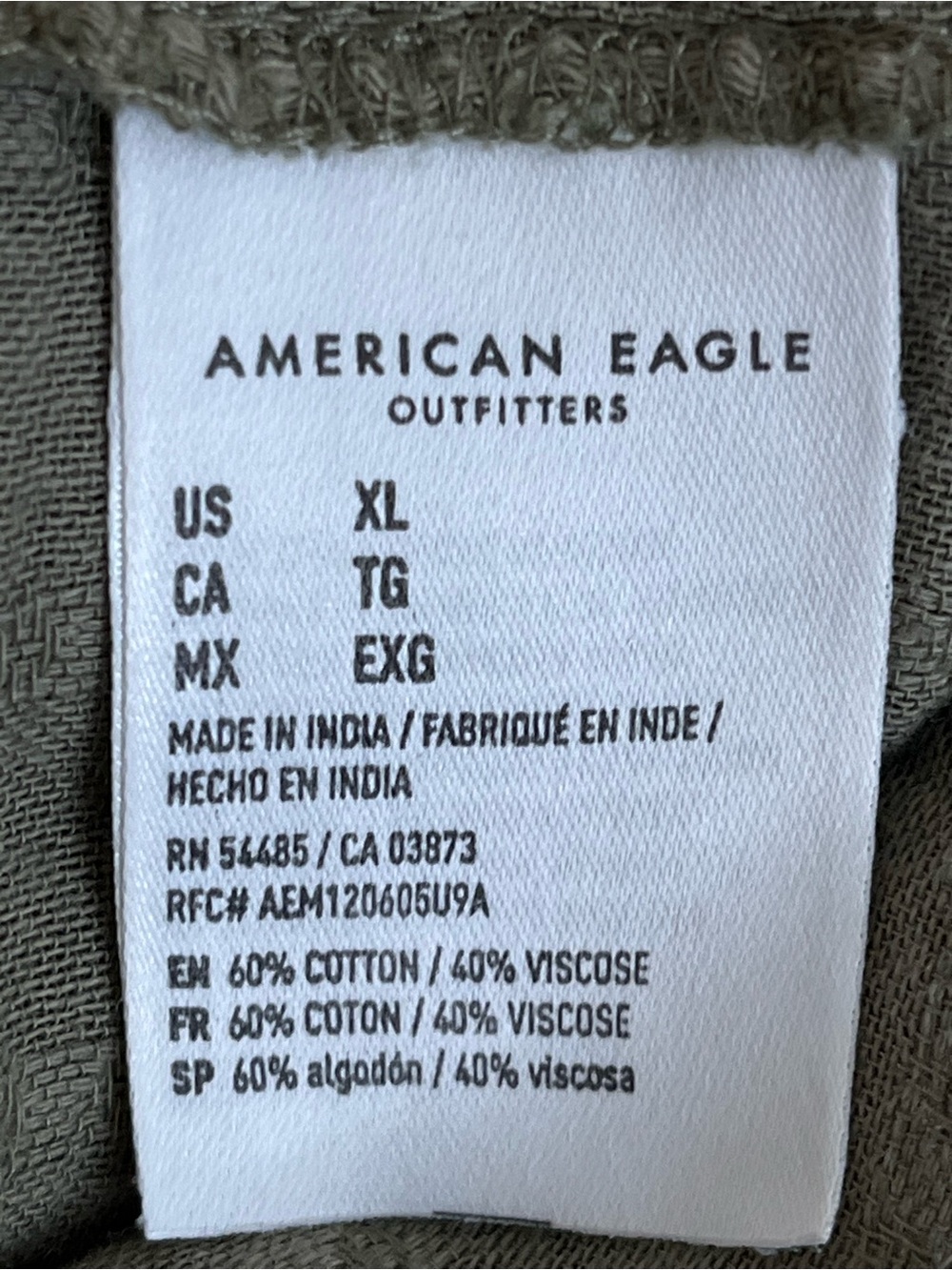 American Eagle cotton blend Outfitters Olive Green Long Sleeve Peplum Tunic XL - Picture 4 of 4